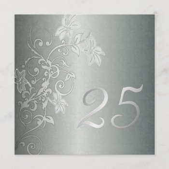 Silver Anniversary  25 Years Damask Flair Invitation by PaperExpressions at Zazzle