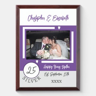 Silver Anniversary 25 years photo names purple