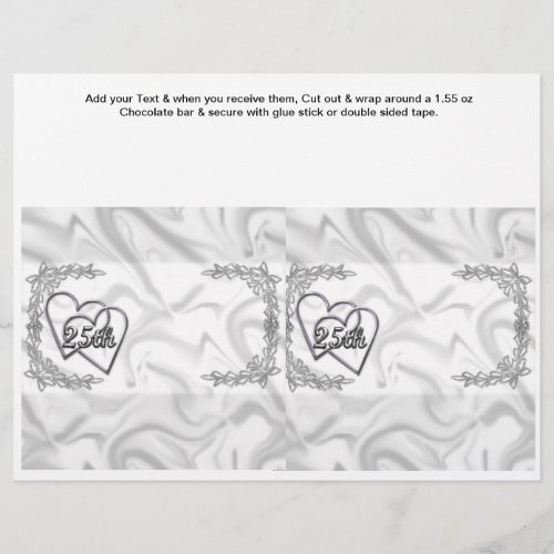 Silver Anniversary 25th Custom Candy Bar Wrappers