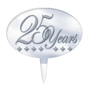 Silver Anniversary Cake Topper
