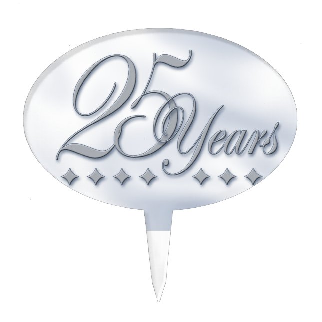 Silver Anniversary Cake Topper (Front)