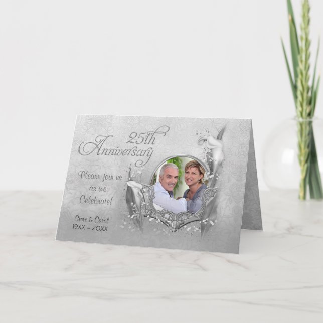 Silver Anniversary Calla Photo Invitation (Front)