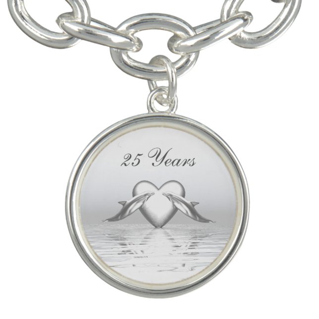 Silver Anniversary Dolphins and Heart Bracelet (Design)