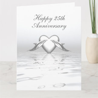 Silver Anniversary Dolphins and Heart Card