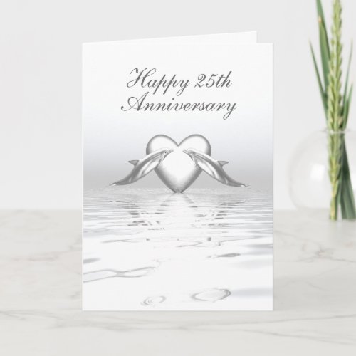 Silver Anniversary Dolphins and Heart Card