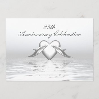 Silver Anniversary Dolphins And Heart Invitation by xfinity7 at Zazzle
