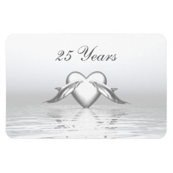 Silver Anniversary Dolphins And Heart Magnet by Peerdrops at Zazzle