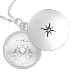 Silver Anniversary Dolphins and Heart Silver Plated Necklace