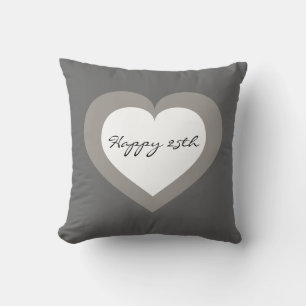 Silver Anniversary Heart Throw Pillow
