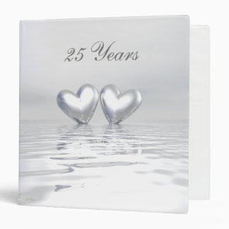 Silver Anniversary Hearts 3 Ring Binder