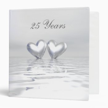 Silver Anniversary Hearts 3 Ring Binder by Peerdrops at Zazzle