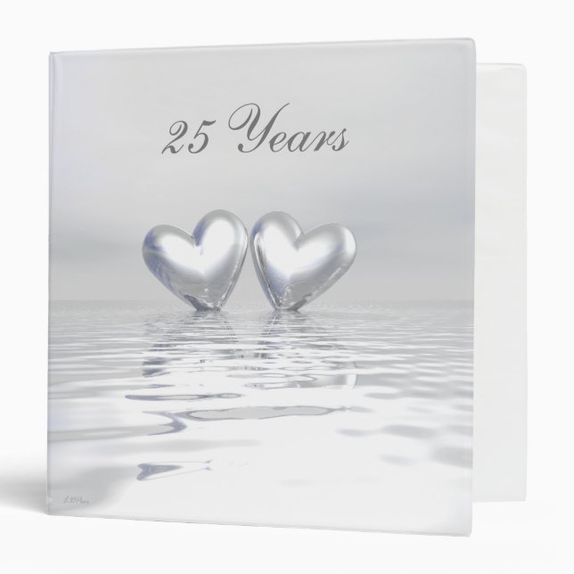 Silver Anniversary Hearts 3 Ring Binder (Front/Inside)