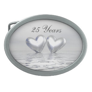 Silver Anniversary Hearts Belt Buckle