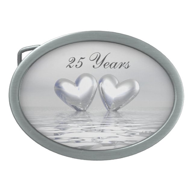Silver Anniversary Hearts Belt Buckle (Front)