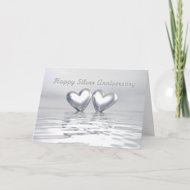 Silver Anniversary Hearts Card (Front)