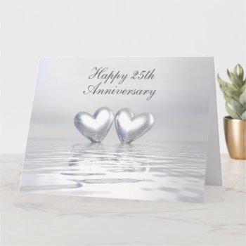 Silver Anniversary Hearts Card by Peerdrops at Zazzle