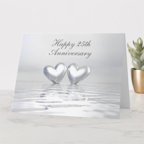 Silver Anniversary Hearts Card