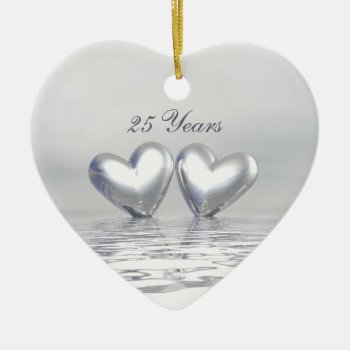 Silver Anniversary Hearts Ceramic Ornament by Peerdrops at Zazzle