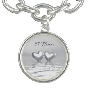 Silver Anniversary Hearts Charm Bracelet