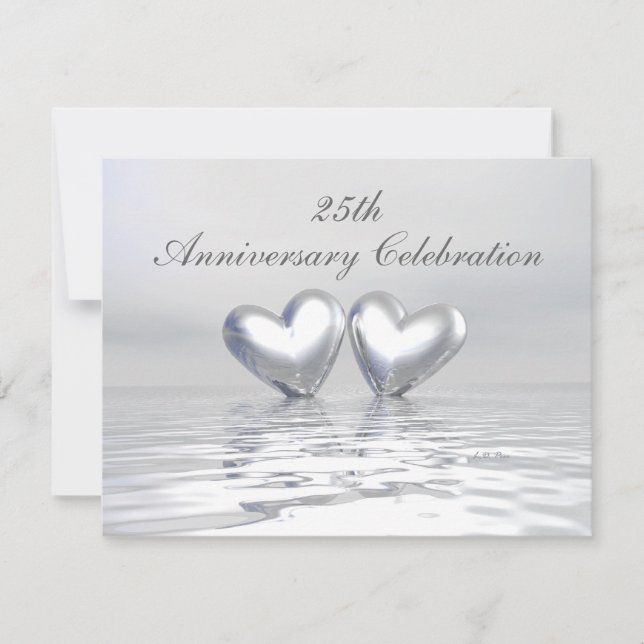 Silver Anniversary Hearts Invitation (Front)