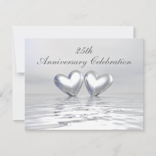 Silver Anniversary Hearts Custom Invite