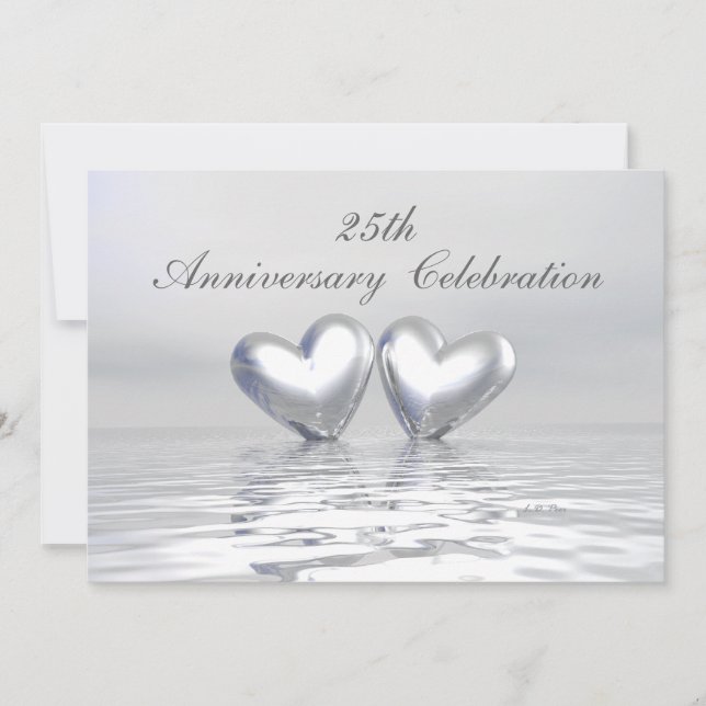 Silver Anniversary Hearts Invitation (Front)