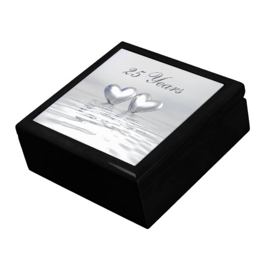 Silver Anniversary Hearts Jewelry Box