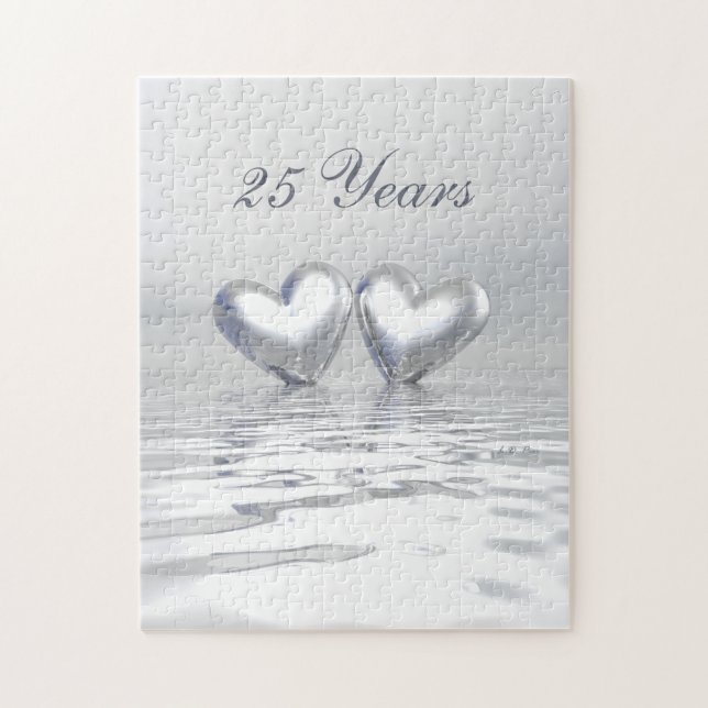 Silver Anniversary Hearts Jigsaw Puzzle (Vertical)