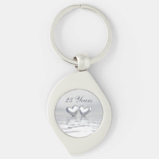 Silver Anniversary Hearts Keychain