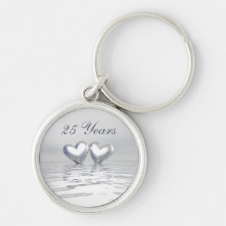 Silver Anniversary Hearts Keychain
