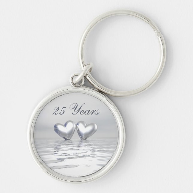 Silver Anniversary Hearts Keychain (Front)