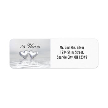 Silver Anniversary Hearts Label by Peerdrops at Zazzle