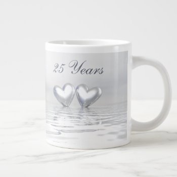 Silver Anniversary Hearts Large Coffee Mug by Peerdrops at Zazzle