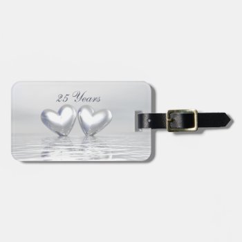 Silver Anniversary Hearts Luggage Tag by Peerdrops at Zazzle