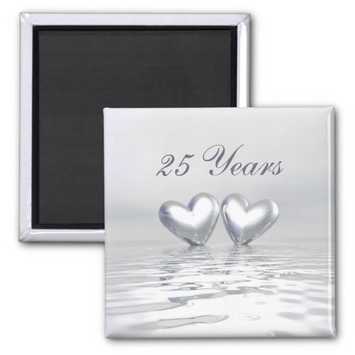 Silver Anniversary Hearts Magnet