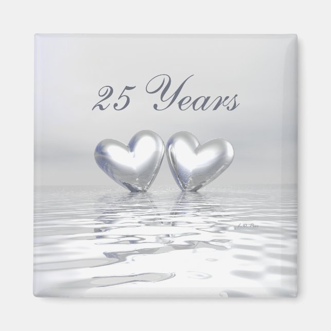 Silver Anniversary Hearts Magnet (Front)
