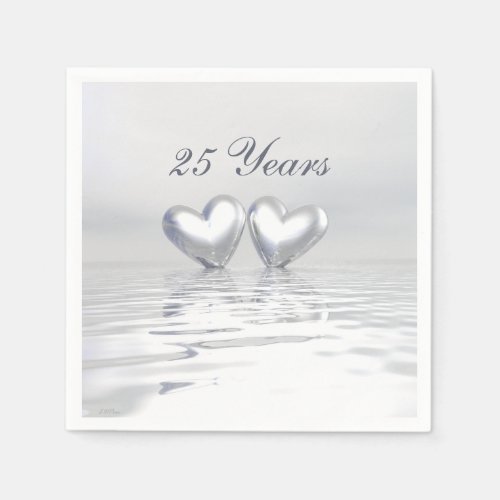 Silver Anniversary Hearts Napkins