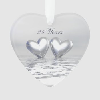 Silver Anniversary Hearts Ornament by Peerdrops at Zazzle