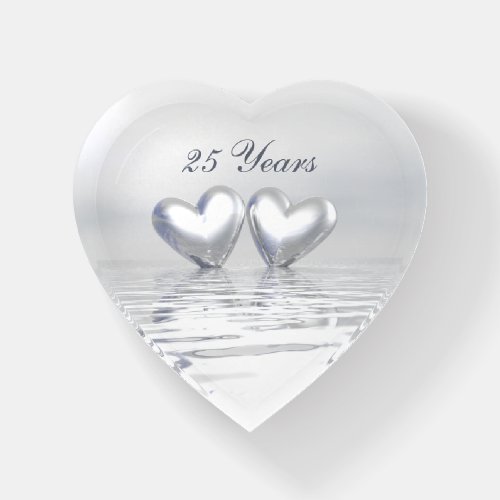 Silver Anniversary Hearts Paperweight