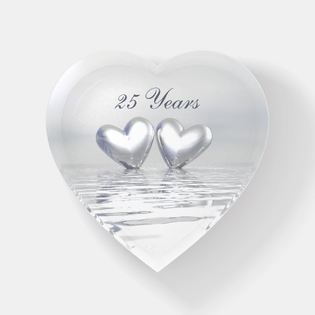 Silver Anniversary Hearts Paperweight (Front)