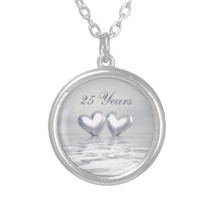 Silver Anniversary Hearts Plated Necklace