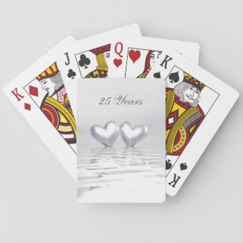 Silver Anniversary Hearts Playing Cards by Peerdrops at Zazzle