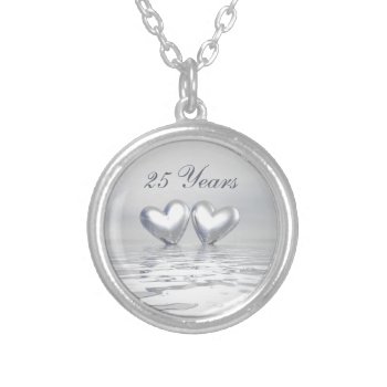 Silver Anniversary Hearts Silver Plated Necklace by Peerdrops at Zazzle