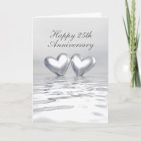 Silver Anniversary Hearts (Tall) Card