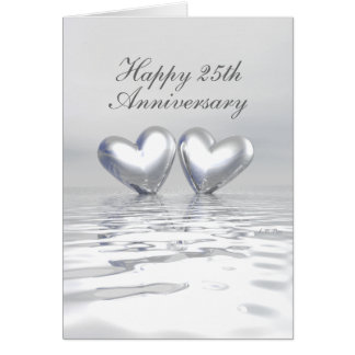 Silver Anniversary Hearts (Tall) Card