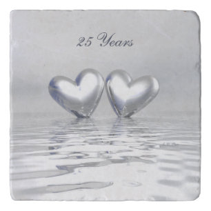 Silver Anniversary Hearts Trivet