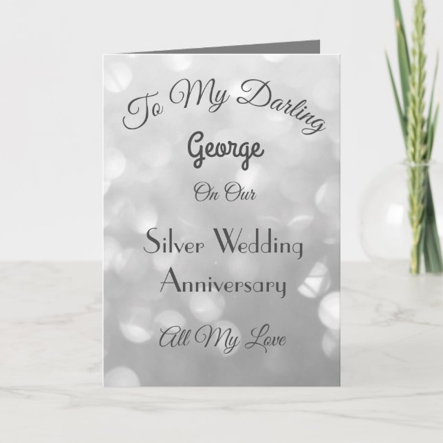 Silver Anniversary Husband Greeting Card. Card (Front)