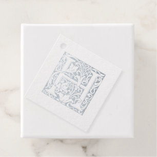 Silver Anniversary Illuminated Letter H Monogram Foil Favor Tags