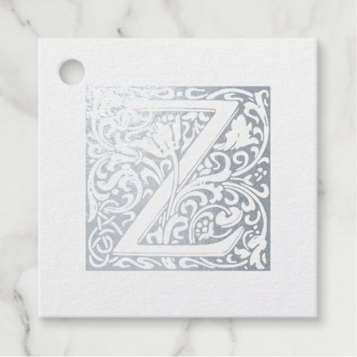 Silver Anniversary Illuminated Letter Z Monogram Foil Favor Tags