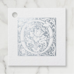 Silver Anniversary Monogram Illuminated Letter O Foil Favor Tags